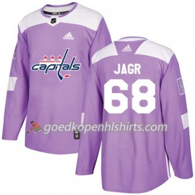 Washington Capitals Jaromir Jagr 68 Adidas 2017-2018 Purper Fights Cancer Practice Authentic Shirt - Mannen